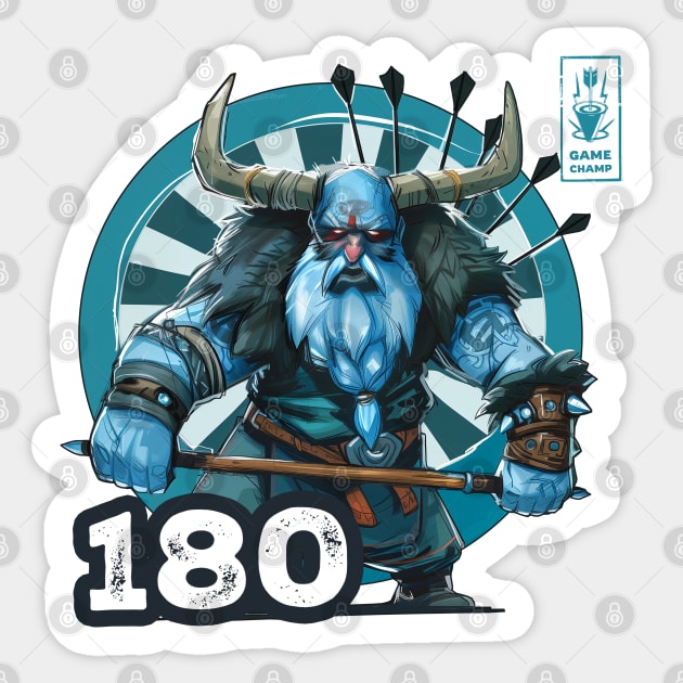 Darts 180 Onehundredandeigthy Blue Game Champ Sticker by Adam Brooq